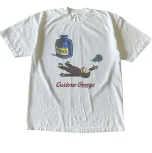 90s Curious George Ether T-Shirt, Cartoon Graphic Tees, Animal Lover, Unisex Tshirt, Gifts Shirt, Menswear Womenswear Streetwear, Aesthetic, Heavyweight Cotton Comfort Top Regular Fit Y2k Outfit Outdoor Affliction Clothes