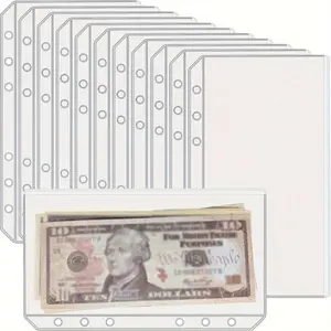 A6 Binder Pocket without Zippers, 12pcs/set Clear Cash Folder Organizer, Budget Envelope for Cash System & Money Saving Envelope, Office Stationery Supplies