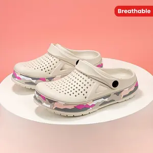 Women's Camouflage EVA Clogs, Breathable Hollow Out Summer Slide Shoes, Casual Outdoor Beach Garden Sandals