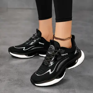 Women's Breathable Mesh Athletic Sneakers - Lightweight, Shock-Absorbing Running Shoes with Soft MD/TPU Sole, Lace-Up, Low-Top Casual Sports Shoes in Black, White, and Blue, Everyday Shoes|Stylish Casual Shoes|Allseason Shoes