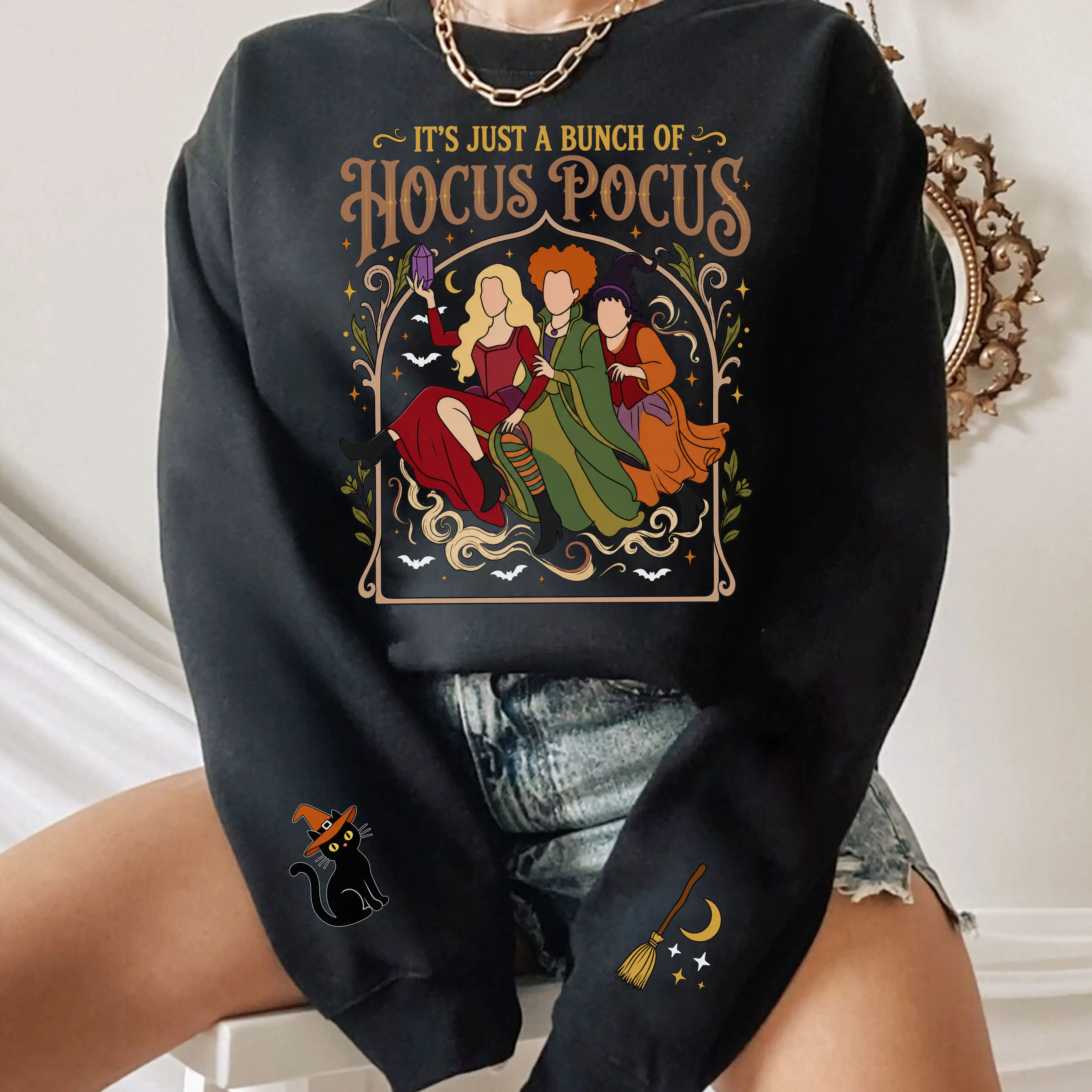 Hocus Pocus Shirt, Spooky Season Pullover, Vintage Halloween Sanderson Sisters Sweatshirt, Witch Halloween Movie Shirt