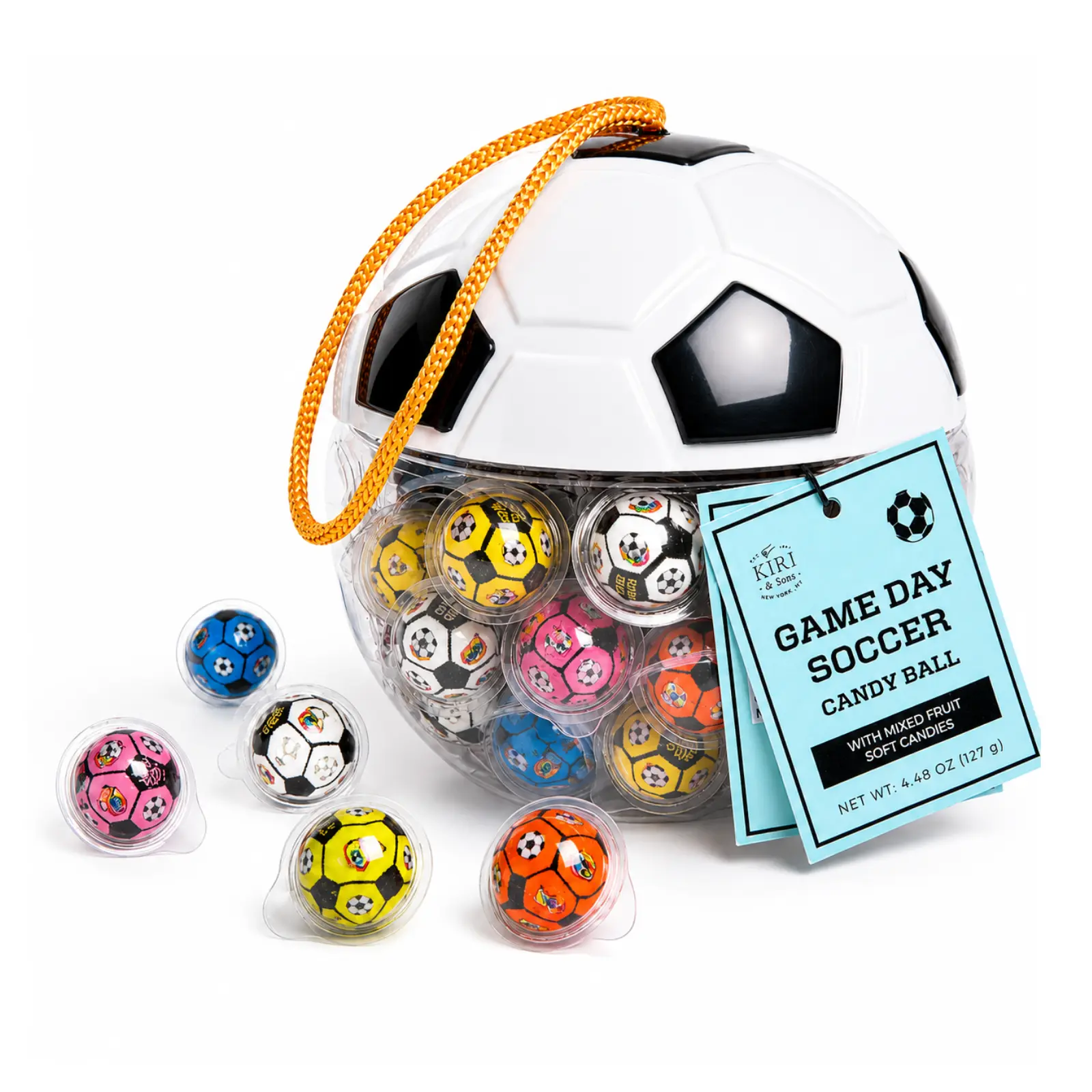 Soccer Football Filled Gummy Candy Ball Party Bucket - 70 Count Fruit Chews | 70 Individually Wrapped Fruit Gummies , Soccer Ball Shaped Candy, Fun Party Bucket, Soft & Chewy Fruit-Flavored Treats