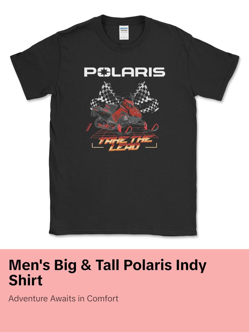 Men's Big and Tall Polaris Indy Snowmobile Shirt Casual Classic Cotton