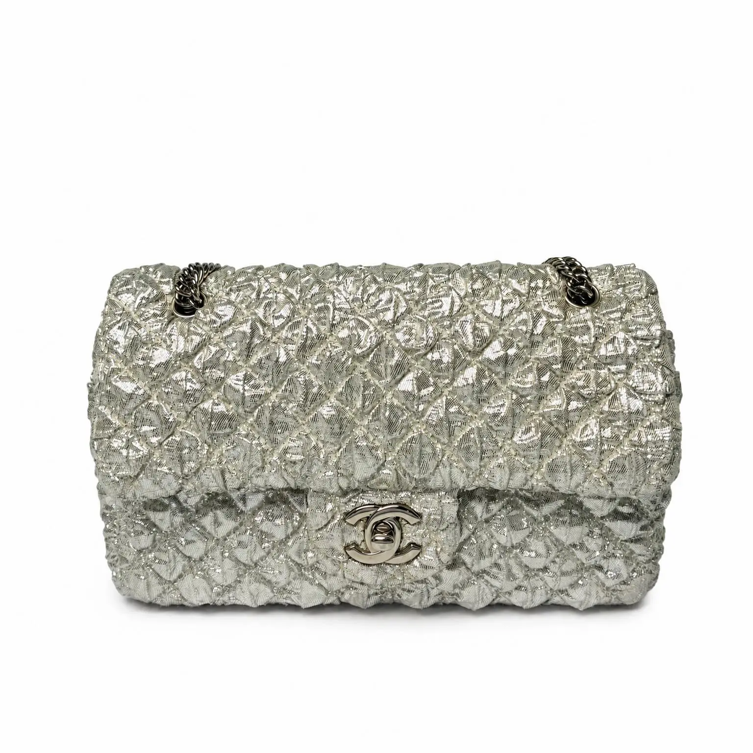 Pre-owned CHANEL X Shoulder Bags Classic Flap Bag sequin Silver 2607240005