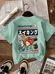 Men's Y2K street - style crew - neck T - shirt with ramen prints, loose and comfortable. The collision of Japanese elements and letter prints can show a trendy attitude whether for daily strolls or casual gatherings.