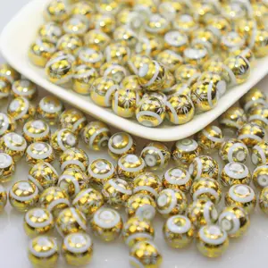 50pcs Fashion Gold Christmas Snowflake Snowflower Ceramic Beads for Jewelry Making Hexagram Pattern Beads For DIY Handmade Crafts Jewelry Making Bracelets Necklace Christmas Birthday Gift