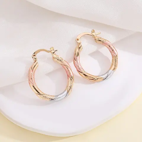Women's 25mm Geometric Double-Hole Dangle Cartilage Stud Ear Hoops - Hypoallergenic Metal Coated Wearable Earrings, Fashionable Jewelry Accessories for Daily Wear, Spring Birthday Gifts for 18+ Style Seekers