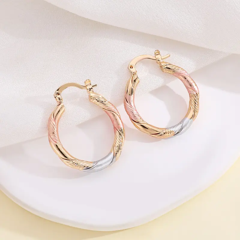 Women's 25mm Geometric Double-Hole Dangle Cartilage Stud Ear Hoops - Hypoallergenic Metal Coated Wearable Earrings, Fashionable Jewelry Accessories for Daily Wear, Spring Birthday Gifts for 18+ Style Seekers