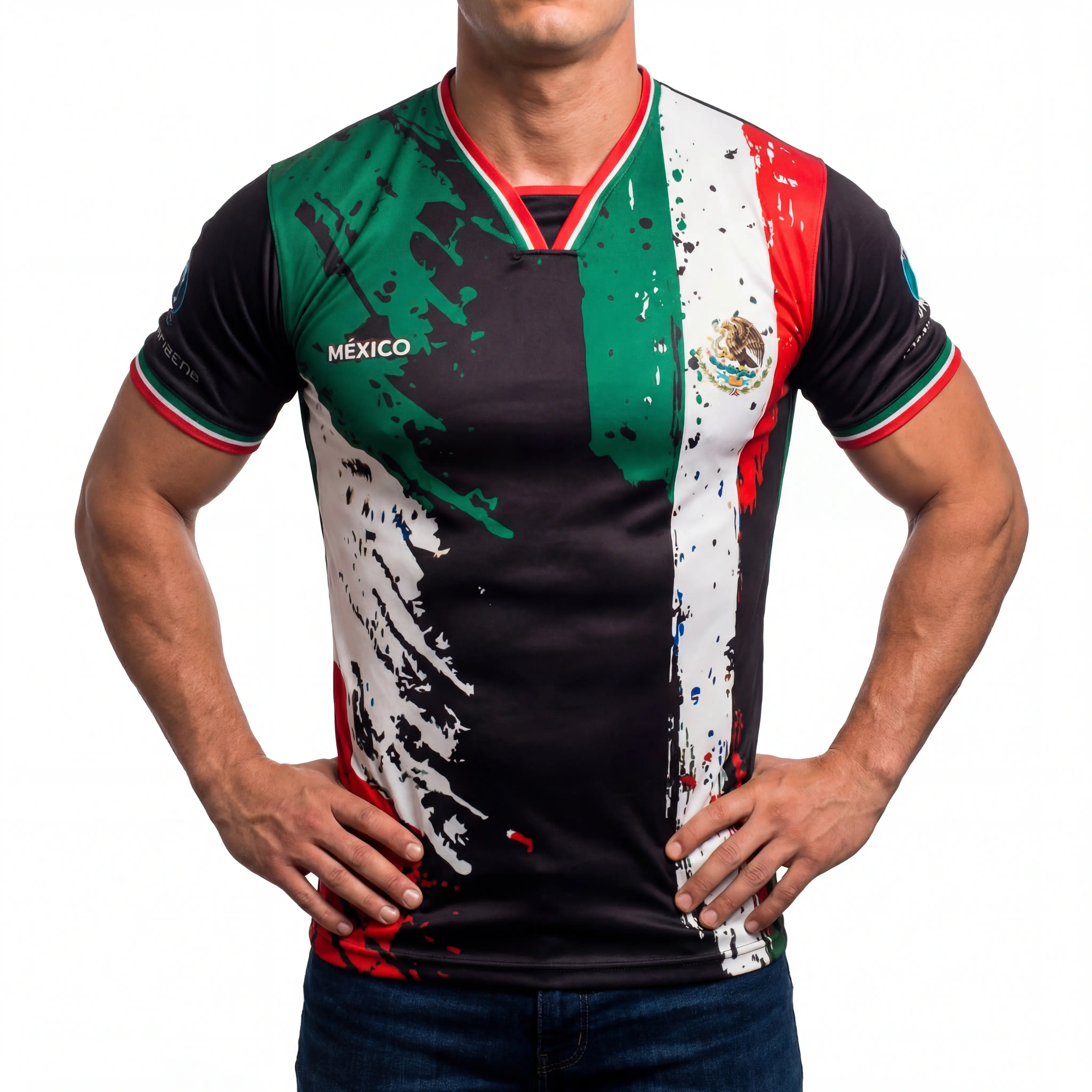Fox & Fury World Heritage Nations Series  Soccer Jersey – USA Split Polo Collar Design & Flag Shirt Designs – Soccer Season 2026 – Team Cup for Fans of Colombia Germany Haiti & 20+ Countries – Men Women Unisex