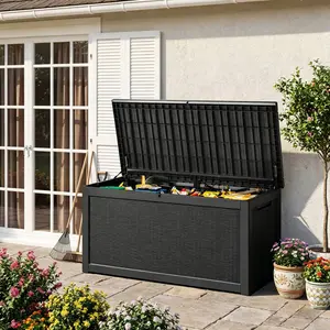 180/230/260 Gallon Outdoor Storage Deck Box for Patio Furniture Cushions Garden Tools，Waterproof，Doubles as Table or Seating