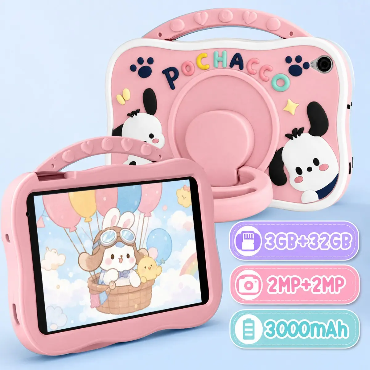 8-Inch Android 10 Kids Touchscreen Tablet, 3gb+32GB Storage, Parental Control, Web Browsing, Learning Games, Drawing Tools, Music Player, E-Reader, Shockproof Case, Dual Cameras, Learning Entertainment Tablet