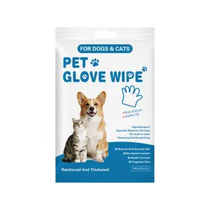 Disposable Pet Grooming Glove Wipes, 6 Sheets Per Pack, Low-Allergen Gentle Skincare Formula, Multi-Purpose Grooming Wipes for Deodorizing, Hair/Fur Removal, No Cleaning Needed