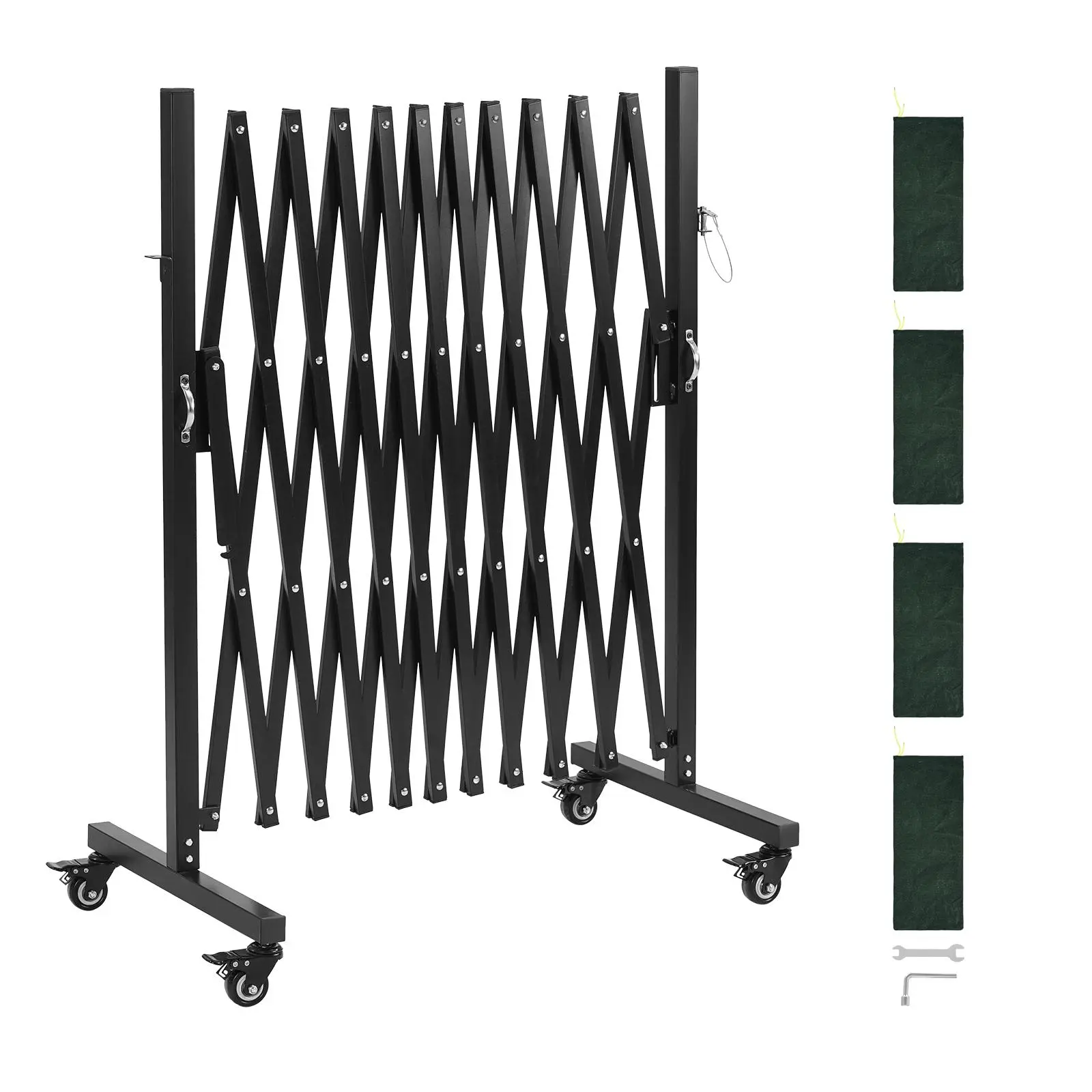 VEVOR Foldable Adjustable Portable Aluminum Mesh Expandable Safety Barricade, 11FT 40in Height with Locking Casters, 14.6in Retractable Length Mobile Metal Fence for Blocking Designated Areas, Gardens#BackToSchool