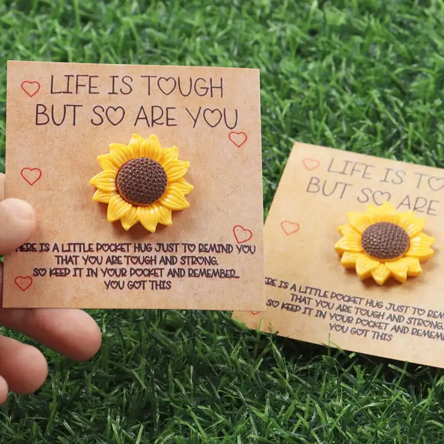 Sunflower Pocket Hug Card, 1 Count Encouragement Greeting Card, Inspirational Greeting Cards, Positive Message Card, Inspirational Card, Cartoon Sunflower Hanging Ornament, Cute Home Decoration, Suitable for Small Gifts for Anyone