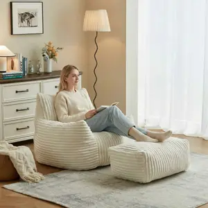 Bean bag sofa Boneless comfy memory foam chair with backrest and footrest cloud sofa suitable for flexible placement