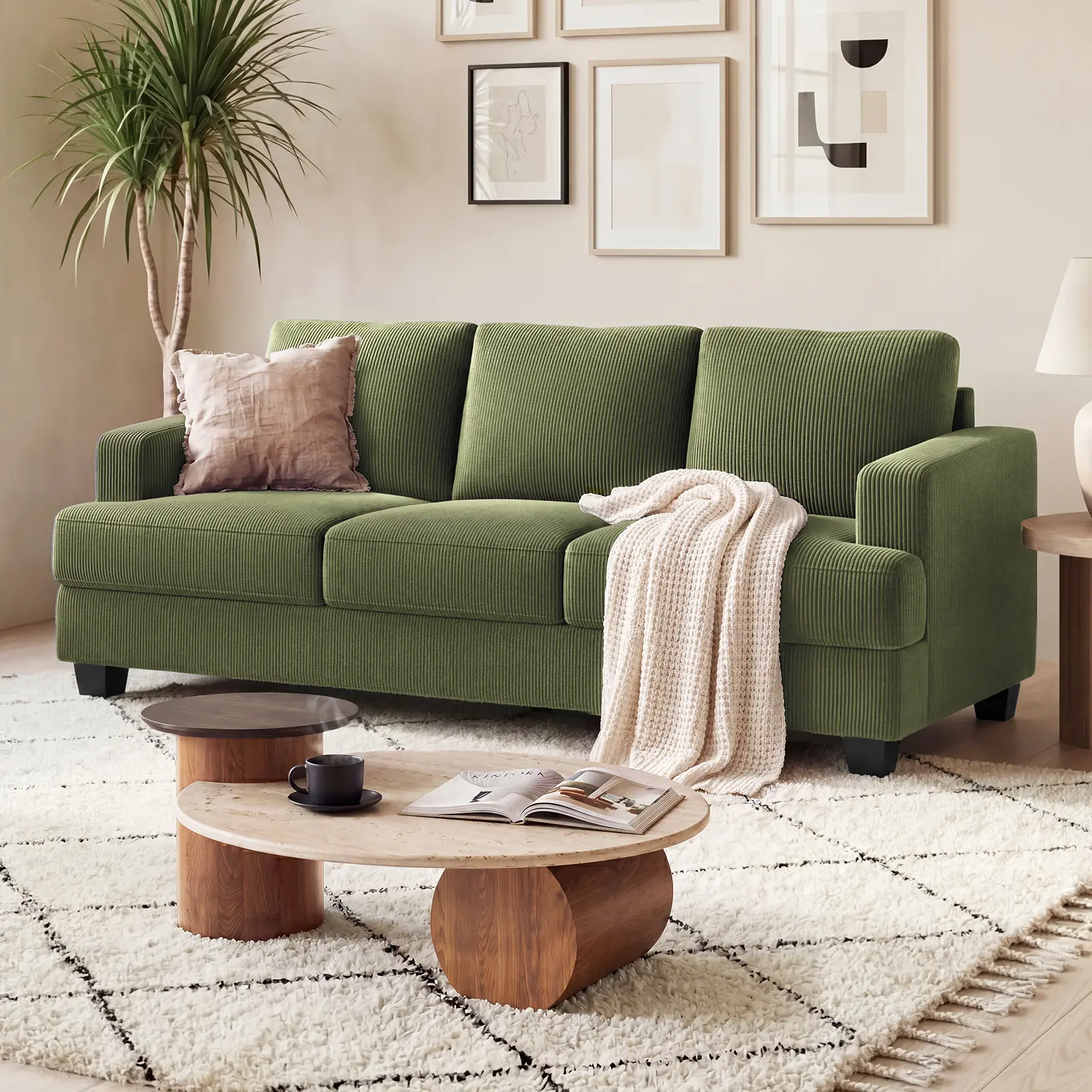 SUNG7 89 Inch 3 Seater Sofa with 24'' Deep Seats, Modern Living Room Couch | 7.3'' Wide Comfy Armrests; 18'' Backrests; Easy Installation