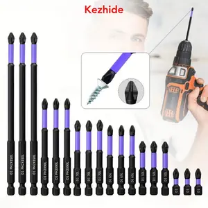 Kezhide D1 Anti-Slip and Shock-Proof Bits Screwdriver Bits High Hardness Strong Magnetic 25/50/65/70/90/150mm PH2 Set for Impact Drill Bit Heavy Duty Power Tool