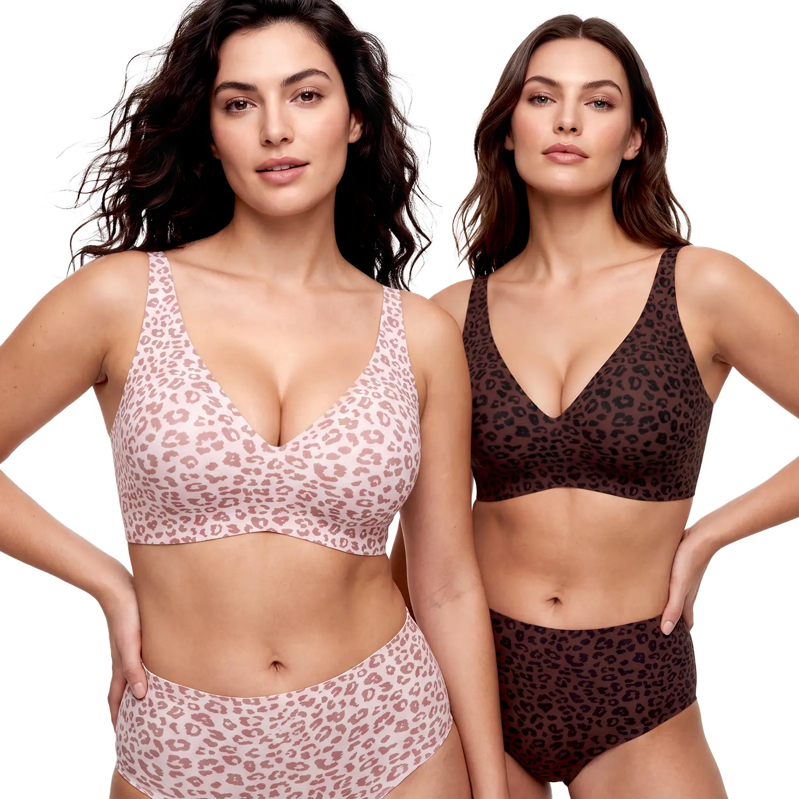 VRCOMFY Women's Deep V Seamless Wirefree Bra Full Coverage No Underwire Everyday Comfortable Padded Bra for EvryDay Wear in Chic Nylon Blend Fit Elegant Wireless