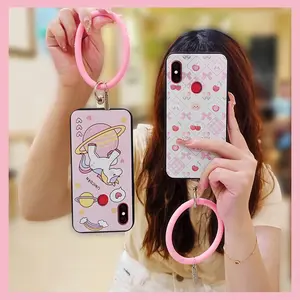 Protective Cute Phone Case For UMIDIGI F1/F1 Play Bracelet Youth Soft Case Solid Color heat dissipation Dirt-resistant Ring Funny Creative Waterproof Personality Cartoon