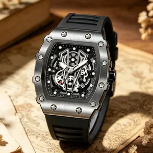 215 Men's Barrel Shape Watches, Cool Male Quartz Wristwatch, Trendy Retro Style Watch For Man, Silicone Strap, Fashion Men Business Watch, Holiday Birthday Gifts