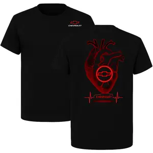 Heartbeat Chevy T-Shirt, Chevrolet Heart Pulse Graphic Tee, Red Line Car Lover Shirt for Mechanics & Truck Enthusiasts