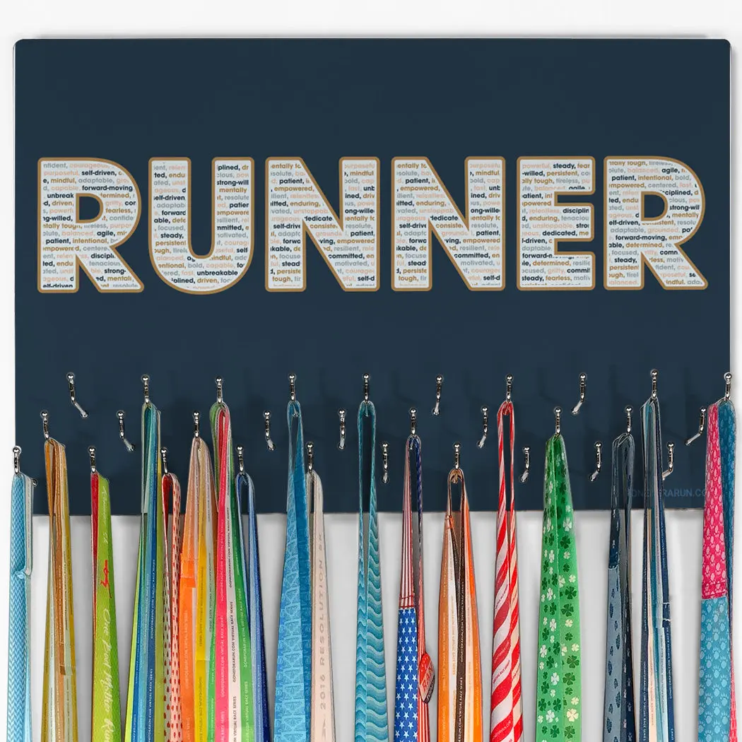 Large Running Medal Hanger with Hooks - Wall Mount Medal Display, Inspirational Daily Reminder Home Organizer, Ideal Gift for Runners, Hanging