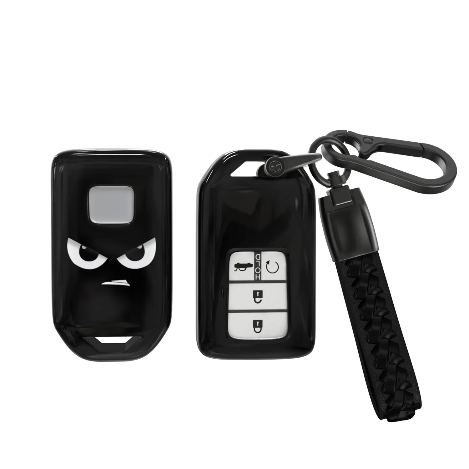 ACEBOY Car Key Cover, 360-Degree Protection Soft TPU Case with Keychain for CRV Civic Accord HRV Pilot Odyssey Fit JED CRZ 3/4/5 Button Smart Remote Keys (Black, 3/5 Buttons)
