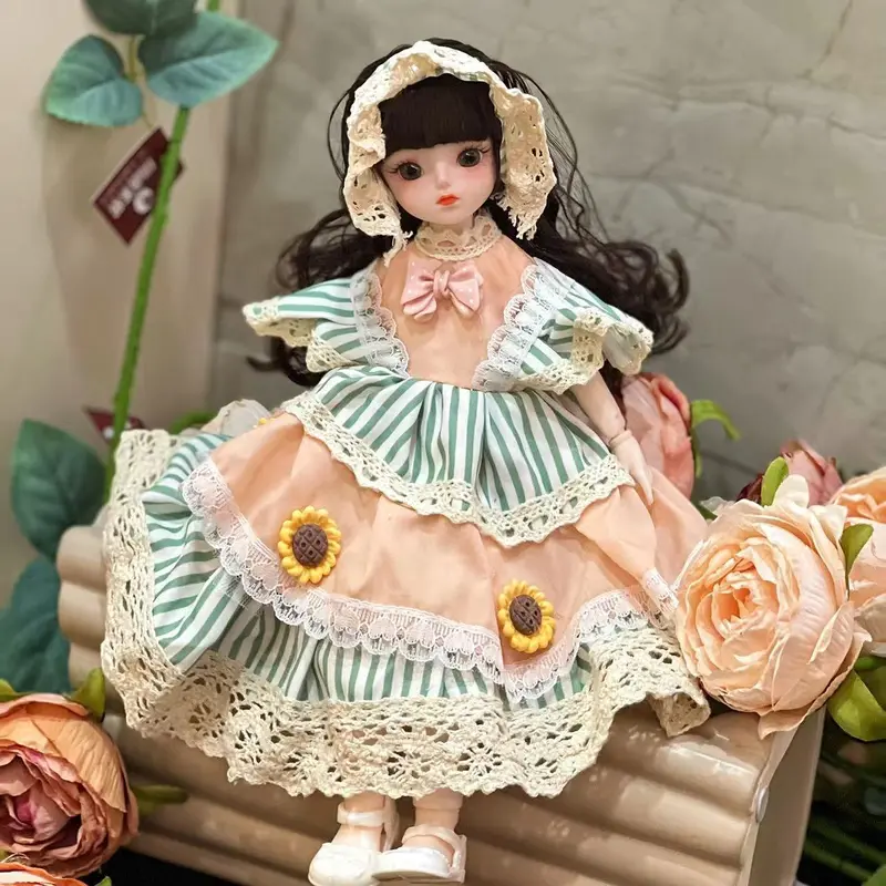 30cm Bjd Doll DIY Toys With Clothes Long Hair High Heel Princess Dress Up Doll Baby Girl  3D Eyes Beautiful Princess Accessories