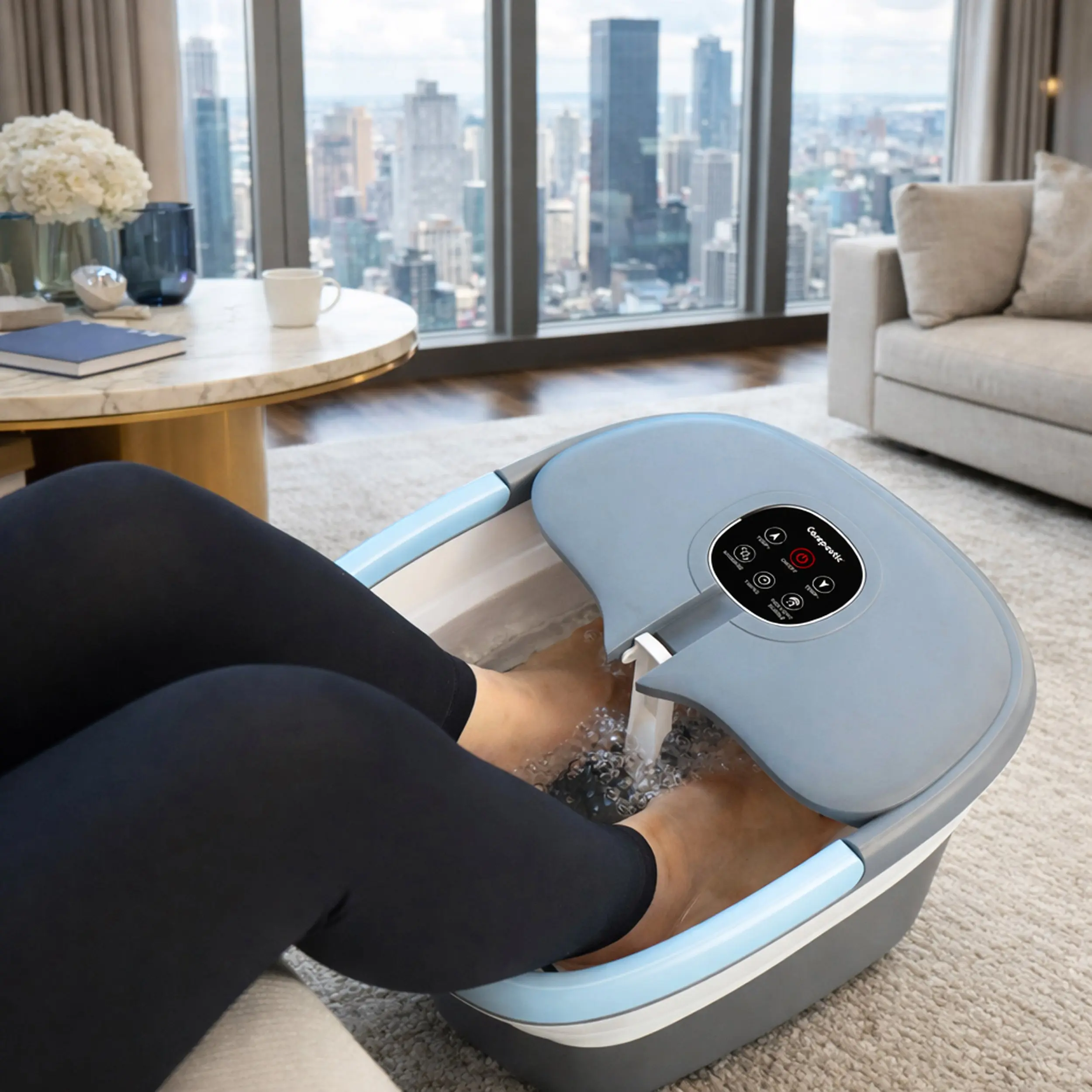 Carepeutic Deluxe Automatic Foot Spa Massager with Remote and Red Light Therapy