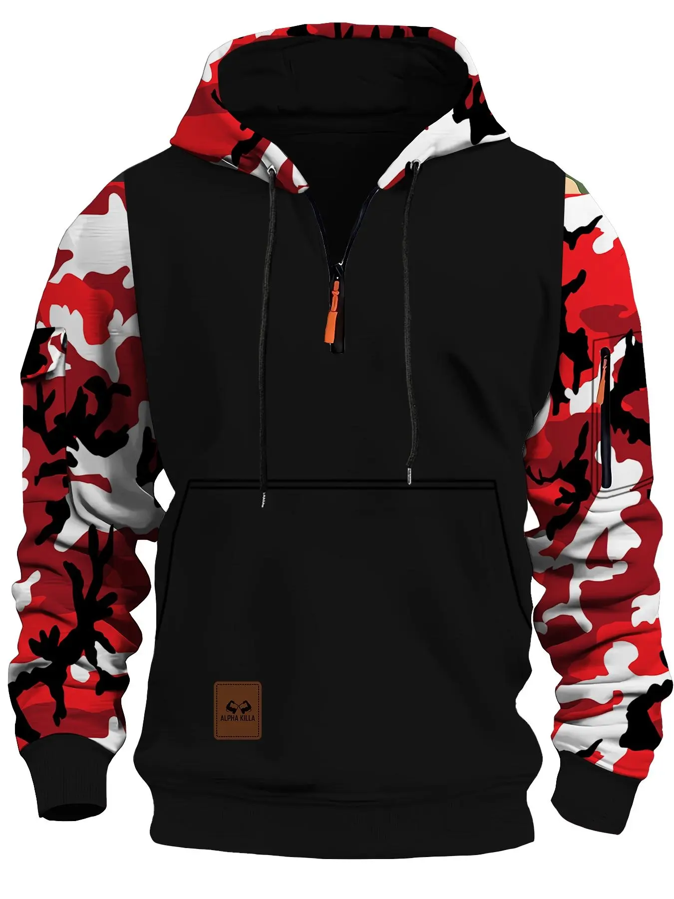Men's Regular Fit Camo Print Zip Up Hoodie, Casual Camouflage Streetwear Long Sleeve Hooded Sweatshirt for Fall & Winter, Men's Clothes for Daily Wear, Casual Hooded Sweatshirts, Tops