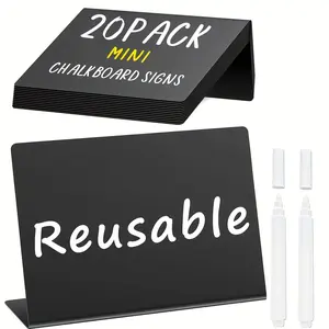 Set of 20 L-Shaped Mini Blackboard Signs – Acrylic Buffet Labels, Small Black Food Display Stands – Ideal for Message Boards, Weddings, Table Tents, and Birthday Parties