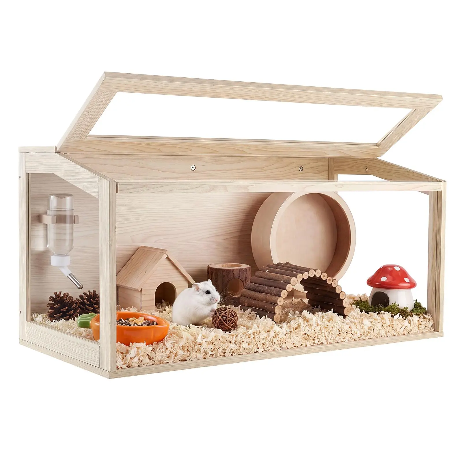 VEVOR Wooden Hamster Cage 40.1"x20.4"x20.1" 270° Viewing Hamster Habitat, Chewproof Acrylic Small Animal Cage with Openable Top, Large Pet Enclosure for Syrian/Dwarf Hamsters, Guinea Pigs & Gerbils#BackToSchool