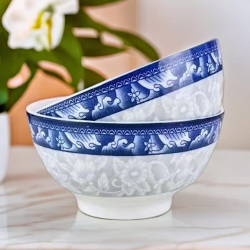 Viral Chinese Style Blue Wave Ceramic Bowls! BOYOU 4.5 Inch Underglaze Rice Bowls Set, Microwave & Dishwasher Safe, Thickened Anti-Scald Stackable Bowls for Pasta, Soup, Home Kitchen Upgrade Must-Have!