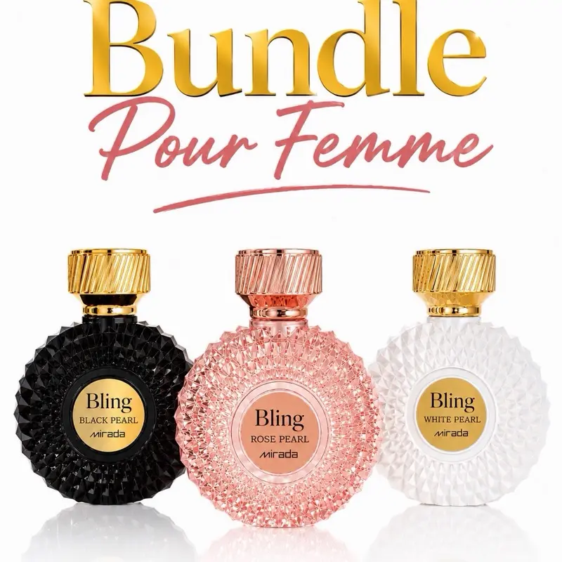 Bundle Pour Femme - 3 pcs- Bling Rose Pearl - Bling White Pearl- Bling Black Pearl-  EDP by Mirada Perfumes