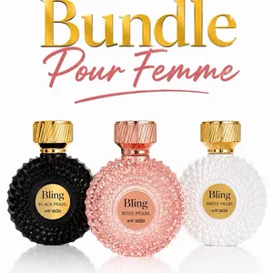 Bundle Pour Femme - 3 pcs- Bling Rose Pearl - Bling White Pearl- Bling Black Pearl-  EDP by Mirada Perfumes