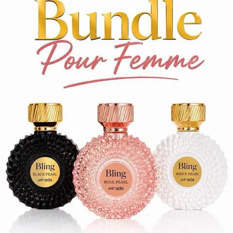 Bundle Pour Femme - 3 pcs- Bling Rose Pearl - Bling White Pearl- Bling Black Pearl-  EDP by Mirada Perfumes