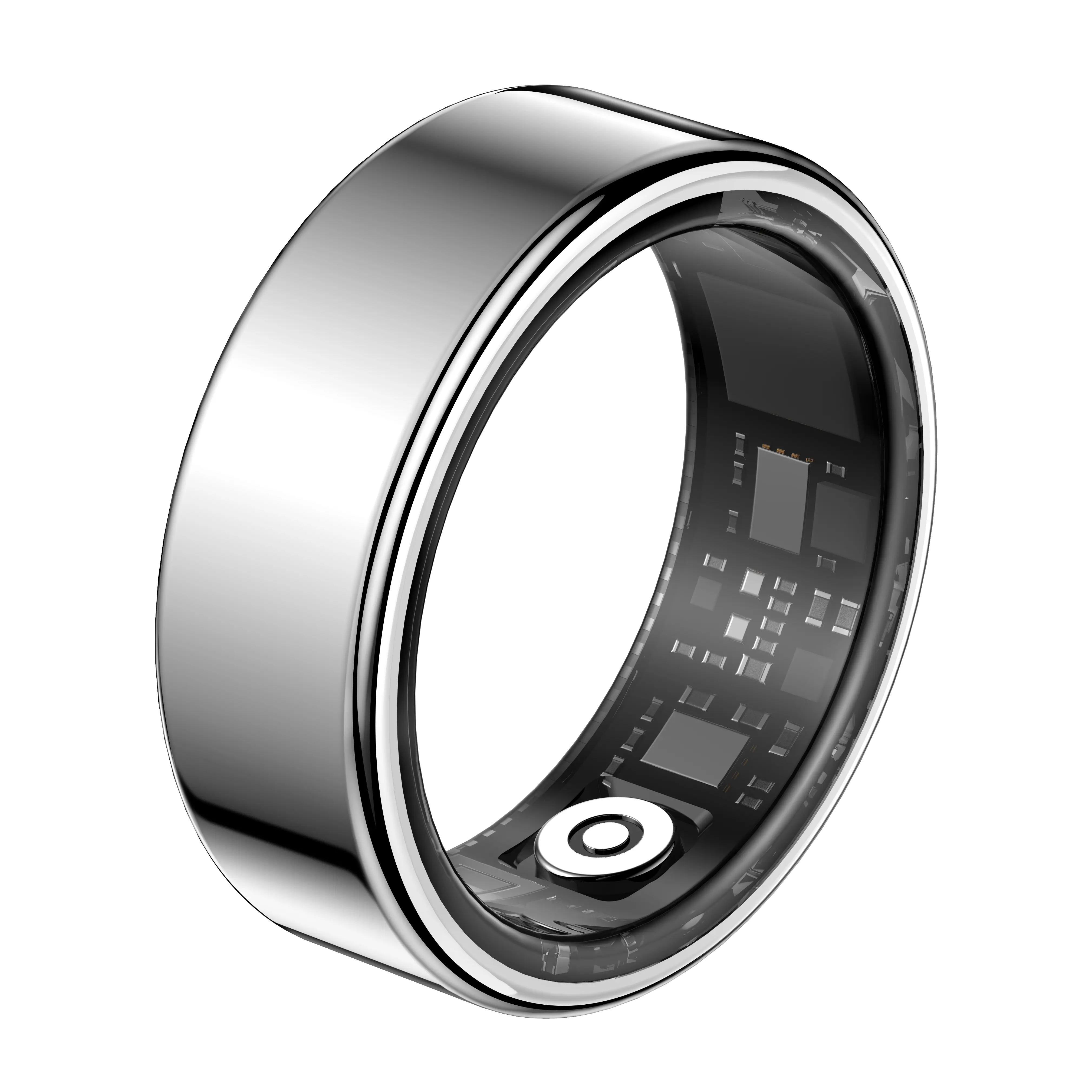 Size 7-13 Sliver Silver Smart Ring with Wellness and Activity Tracking, IP68 Water Resistance, Call and Message Light Alerts, Magnetic Charging and RWFit App