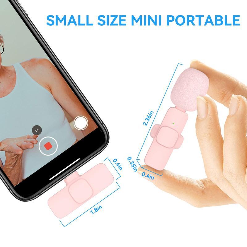 Wireless Microphone for iPhone/Smartphone,  Microphones with Clearer Audio for Video Recording, Interview, Vlog，Noise Reduction Device Noise Cancellation Stereo Wireless vlogging tools handheld mic microfono minimic