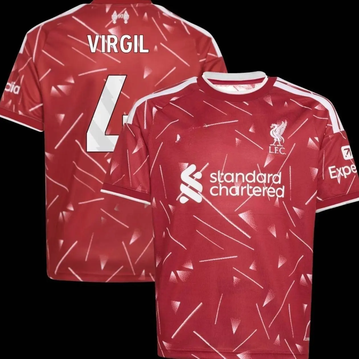 Premium - Red Soccer Jersey Number Virgil 4 Athletic Sports Tee 2025/26 Home 2026/27 Home On-Field Liver