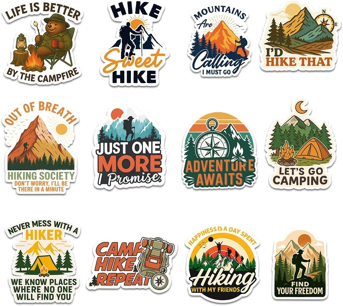 Hiking Sticker Stickers Outdoor Adventure Camping Nature Quotes Gifts For Hikers Campers Adventure Seekers Nature Lovers For Laptop Water Bottle Tumbler Notebook Journal Phone Case Gear Men