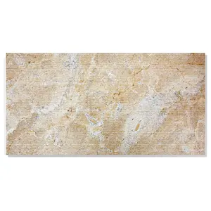 12*24 Inch 1/2 Inch Thick Gold Beige Yellow FS Textured Natural Marble Wall Tiles, 4‑Pack Interior Decor Stone Tiles for Living Room Kitchen Bathroom Commercial Lobby Wall Decoration