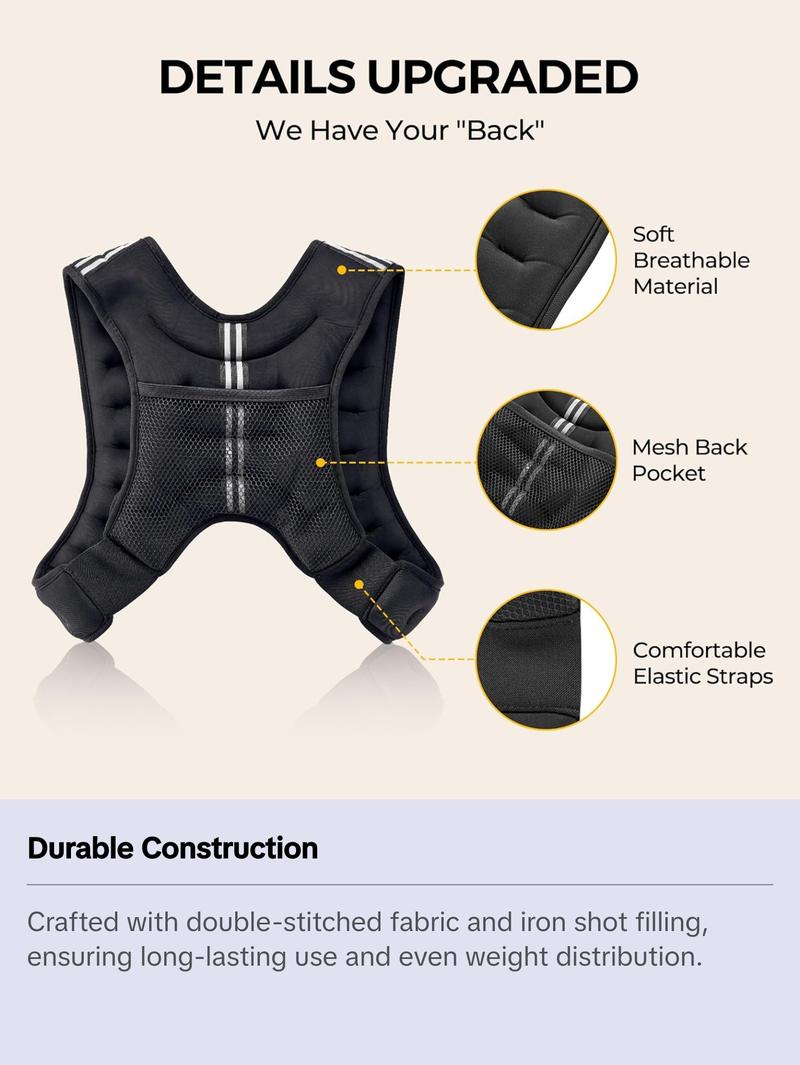 Weighted Vest,4Lb/6Lb/10Lb/12Lb/16Lb/20Lb/25Lb/30Lb Weight Vest with Reflective Stripe, Body Weight Vests Adjustable for Men, Women Workout, Strength Training, Running, Walking, Jogging