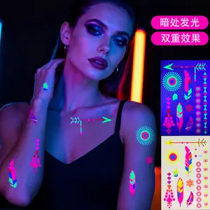 Luminous fluorescent tattoo sticker party music festival colorful natural light ultraviolet dual-effect color development waterproof long-lasting skin-friendly