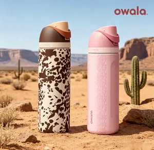 NEW Owala "Cowgirl Core" 24oz FreeSip Water Bottle, Special Edition Western Cow Brown, Best Gift For Her