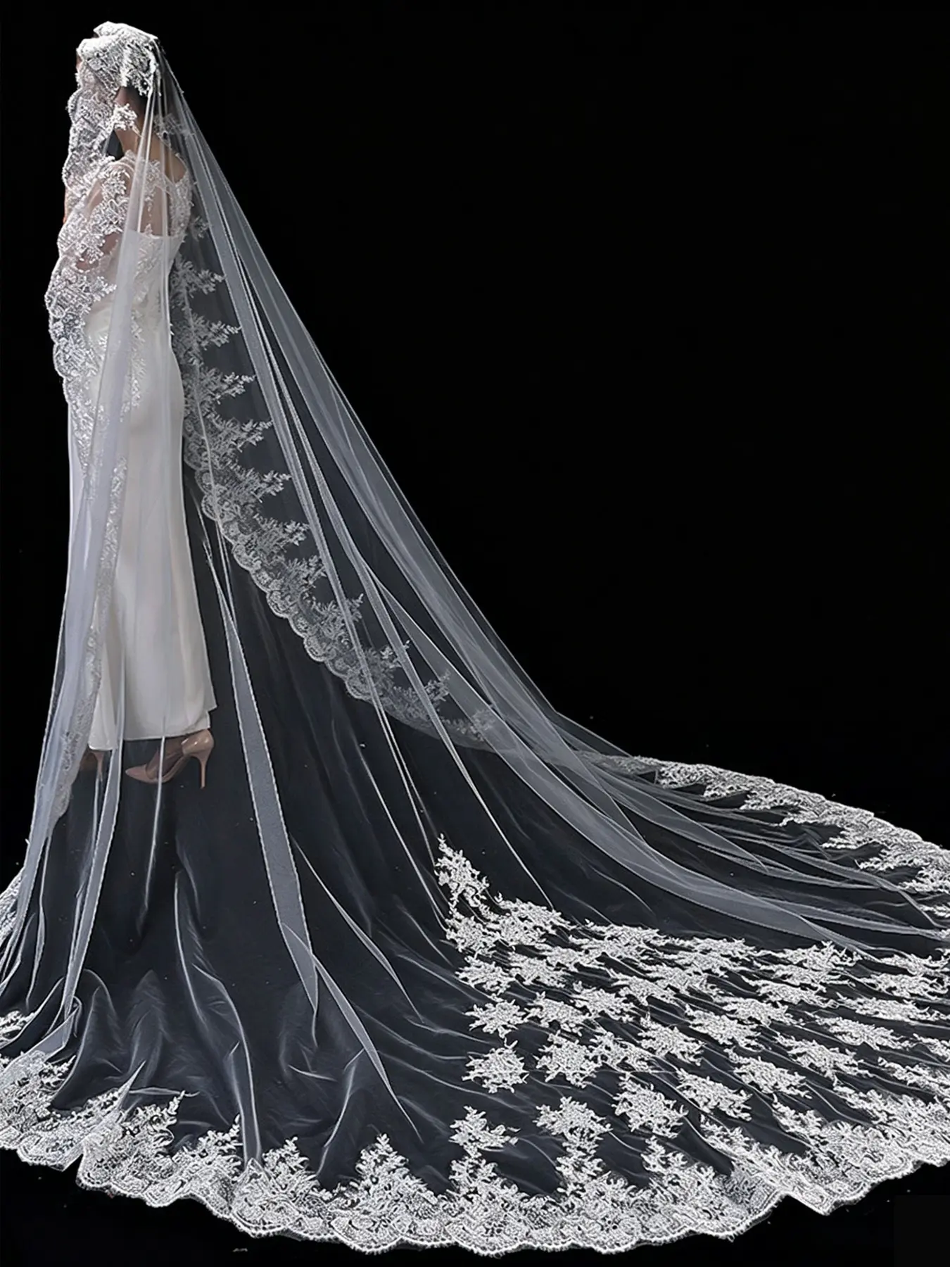 Elegant Bridal Veil with Lace Trim, Stylish and Sophisticated Design, Perfect for Weddings, Enhance Your Special Day Look, Wedding Veils for Brides, The Wedding Veil