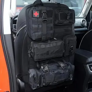 2025 Christmas1pc Tactical Car Seat Back Organizer, Nylon Vehicle Panel with 5 Detachable MOLLE Pouches, Zipper Closure, Universal Fit for Vehicles, Ideal for Outdoor Enthusiasts and Tactical Gear Storage - Black, Army Green, Khaki11