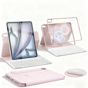 SPALLO Magnetic Backlit Wireless Keyboard Case, Compatible with iPad A16 11th, 10th Gen & iPad Air 7th 2024, 6th, 5th Gen - 360 Rotatable Detachable - with Mouse for iPad 2022, 2021 Tablet Cover, iPad Tablet Accessories