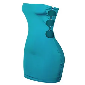 Ashley Cutout Mini Teal Dress