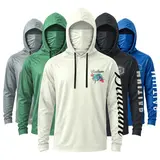 SKYWEHYD Men's Breathable Polyester Hoodie - Long Sleeve Sports Hooded Sweatshirt with Face Covering, Camo Print, Drawstring, UV Sun Protection, Quick Dry, Dust-Bug Barrier, Muscle Support, Outdoor Work Top, Multiple Colors, Comfortable Fit, Breatheable,,