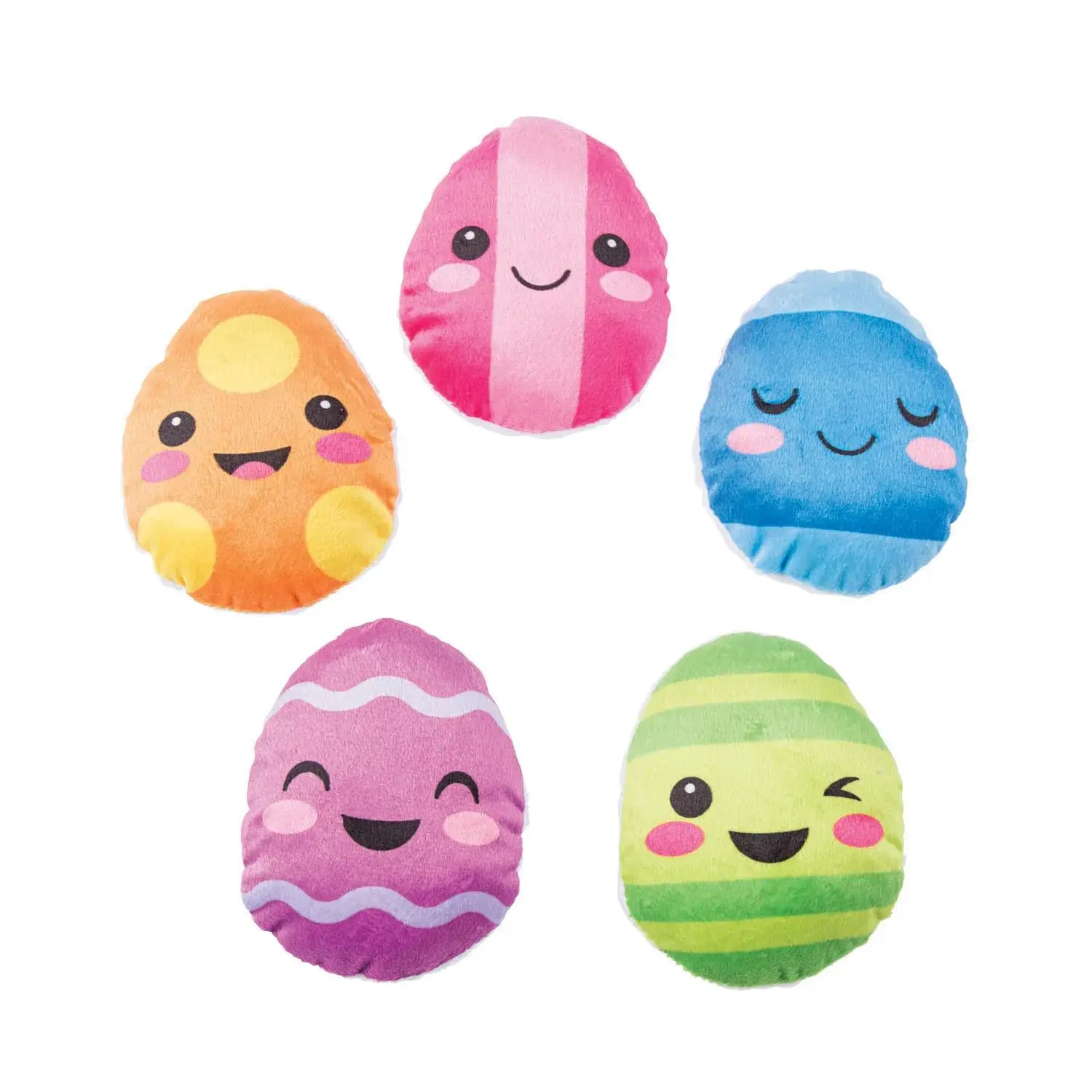 Bulk 48-Pc Mini Multicolored Stuffed Easter Egg Characters, Cute Stuffed Animal, Oriental Trading Company Easter Baskets Fillers with Assorted Faces